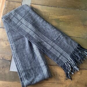 Men's gray scarf 65" length super soft fringe end